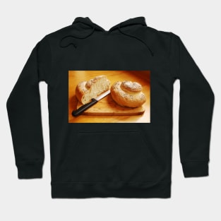 White Swirl Bread Loaf with Knife Hoodie